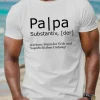 Men's Father'S Day Casual Black T-Shirt with German Quote - Short Sleeve, Crew Neck, Summer Top, Father's Day Gift, Geometric Print Shirt