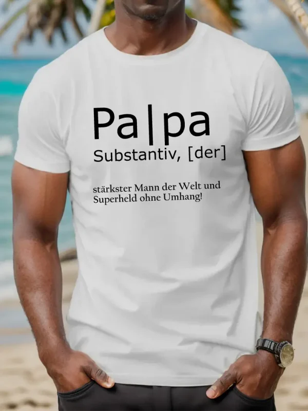 Home 11 Men's Father'S Day Casual Black T-Shirt with German Quote - Short Sleeve, Crew Neck, Summer Top, Father's Day Gift, Geometric Print Shirt