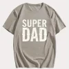 Men's SUPER DAD Graphic Tee - Casual Black Short Sleeve T-Shirt with White Text, Perfect for Summer, Everyday T-Shirt