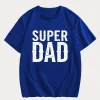 Men's SUPER DAD Graphic Tee - Casual Black Short Sleeve T-Shirt with White Text, Perfect for Summer, Everyday T-Shirt