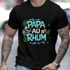 Men'S Short Sleeve T-Shirt Black PAPA AU RHUM Tropical Graphic Design for Casual Wear