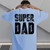 Men's Super Dad Graphic Tee - Casual & Stretchy Summer Short Sleeve T-Shirt, Black with Bold Letter Print, Round Neck, Perfect for Casual Attire