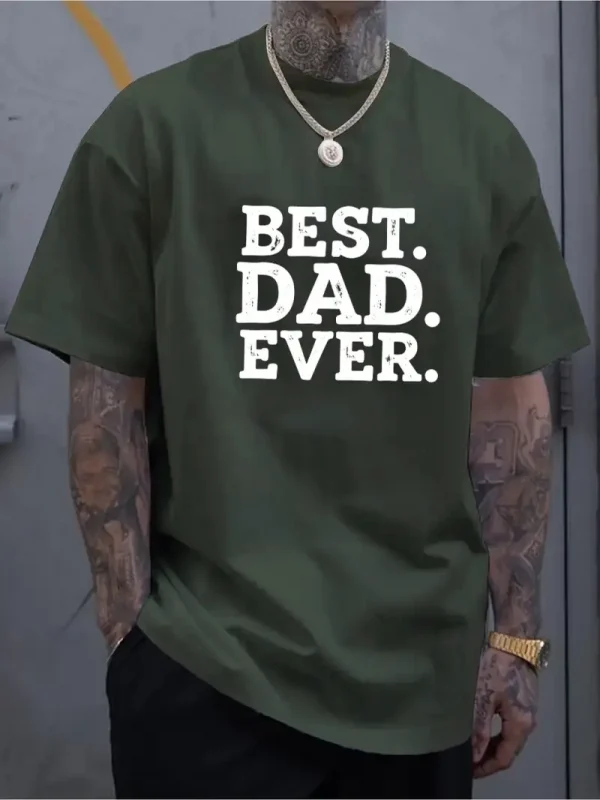 Best Dad Ever Graphic T-Shirt - Casual Short Sleeve Tee, Breathable Summer Shirt with Round Neck, Regular Fit for Fathers Day Gifts, Relaxed Fit Tee