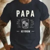 Casual Crew Neck Short Sleeve T-Shirt - Papa Au Rhum Rum Daddy Print Graphic Tee, Lightweight Summer Top with Geometric Design, Relaxed Fit T-Shirt