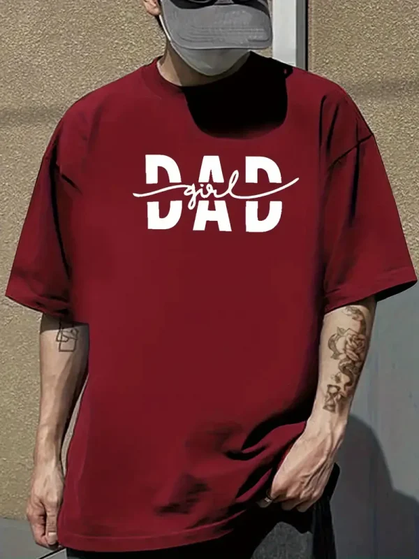 Men's Casual Short Sleeve T-Shirt, DAD Graphic Print, Summer Streetwear & Everyday Essential, Machine Washable, Everyday Casual
