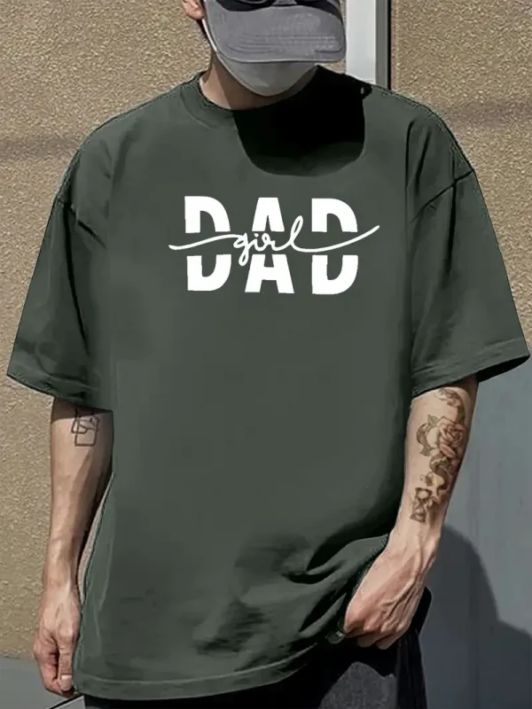 Men's Casual Short Sleeve T-Shirt, DAD Graphic Print, Summer Streetwear & Everyday Essential, Machine Washable, Everyday Casual