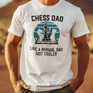 Men's Chess Dad Graphic T-Shirt - Short Sleeve Tee with Chess Dad Like a Normal Dad Just Cooler Slogan & Chess Piece Design