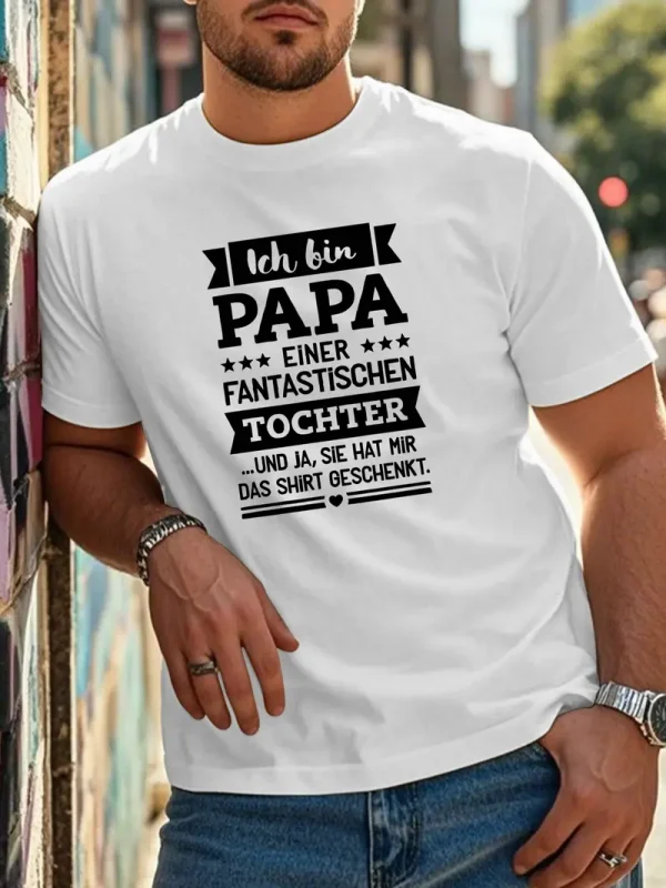 Mens-Plus-Size-German-Quote-T-Shirt-2.webp German Quote T-Shirt - Papa Humorous Design, Black with White Text & Star Decorations