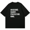 Men's Short Sleeve T-Shirt with Husband Daddy Protector King Print - Regular Fit for Spring & Autumn Casual Attire