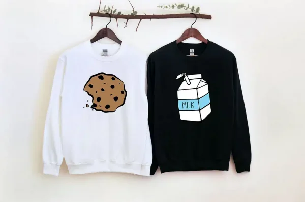 Milk-and-Cookies-Shirt-2.webp Couples Matching Sweatshirt With Milk and Cookies Print Design, The Best Family Matching Gift