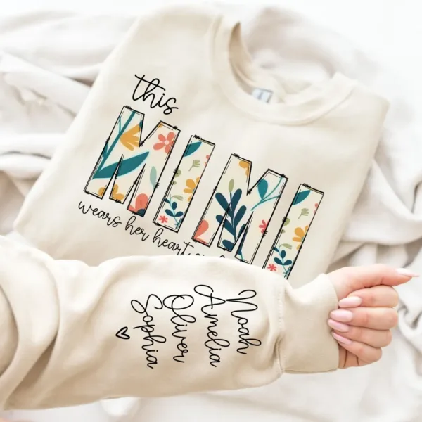 Mimi-Gift-Custom-Christmas-Gift-for-Mimi-Sweatshirt-I-Wear-My-Heart-On-My-Sleeve-Kids-Name-on-Sleeve-Personalized-Gift-for-Mimi-Shirt-2.png Personalized This Mimi Wears My Heart On My Sleeve, Kids Name on Sleeve, Personalized Gift for Mimi Shirt