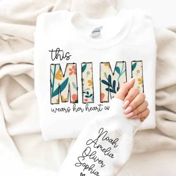 Mimi-Gift-Custom-Christmas-Gift-for-Mimi-Sweatshirt-I-Wear-My-Heart-On-My-Sleeve-Kids-Name-on-Sleeve-Personalized-Gift-for-Mimi-Shirt-3.png Personalized This Mimi Wears My Heart On My Sleeve, Kids Name on Sleeve, Personalized Gift for Mimi Shirt