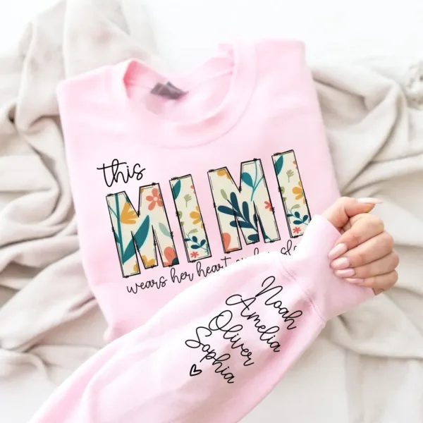 Mimi-Gift-Custom-Christmas-Gift-for-Mimi-Sweatshirt-I-Wear-My-Heart-On-My-Sleeve-Kids-Name-on-Sleeve-Personalized-Gift-for-Mimi-Shirt-4.png Personalized This Mimi Wears My Heart On My Sleeve, Kids Name on Sleeve, Personalized Gift for Mimi Shirt