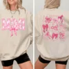 Mimi Pink Bow And Kids - Personalized Sweatshirt - Meaningful Gifts For Grandma, Mom, Wife Custom Sleeve