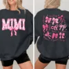 Mimi Pink Bow And Kids - Personalized Sweatshirt - Meaningful Gifts For Grandma, Mom, Wife Custom Sleeve