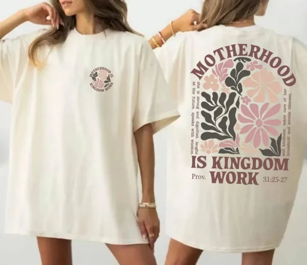 Motherhood Is Kingdom Work, Boho Floral Christian Mom, Raising Disciple T-shirt, Happy Mother's Day, The Best Gift for Women