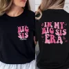 Personalized Big Sister Shirt, Custom Big Sis Gift Top, Cute Big Sis Era T-Shirt, Custom Big Sis Era T Shirt, Sister To Be Gift T-Shirt