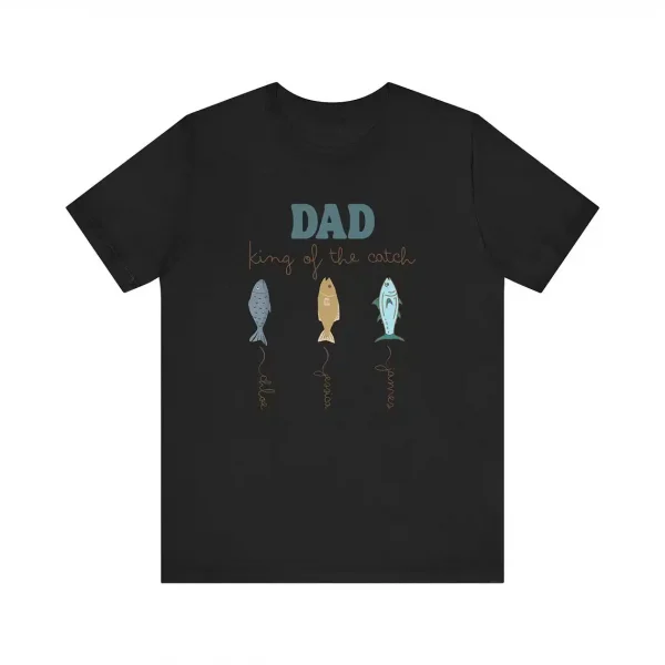 Personalised-Dad-Fishing-Shirt-1.webp Personalised Dad Fishing Shirt, King of the Catch T-Shirt with Kids' Names, Custom Father's Day Gift, Dad Birthday Gift, Summer Fishing Tee