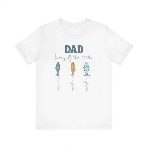 Personalised-Dad-Fishing-Shirt-3.webp Personalised Dad Fishing Shirt, King of the Catch T-Shirt with Kids' Names, Custom Father's Day Gift, Dad Birthday Gift, Summer Fishing Tee