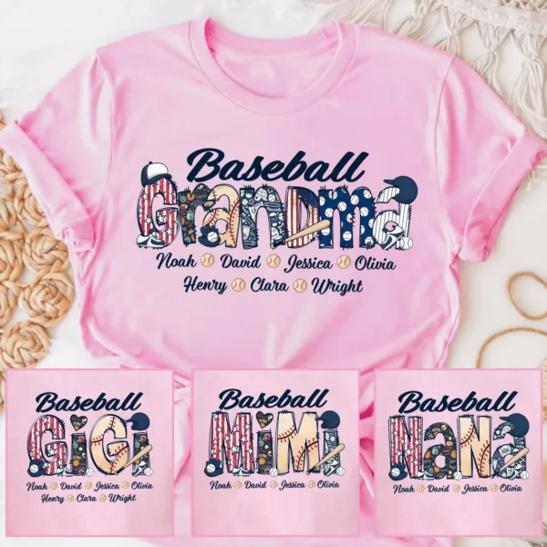 Personalized-Baseball-Grandma-Shirt-Baseball-Mom-Shirt-Baseball-Nana-Shirt-Mothers-Day-Shirt-For-Grandma-Gigi-Shirt-Mimi-Shirt-1-1.jpg Personalized Baseball Grandma T-Shirt, Custom Baseball Mom with Kid's Name Shirt, Baseball Mimi Nana Tee - The Best Mothers Day Gift