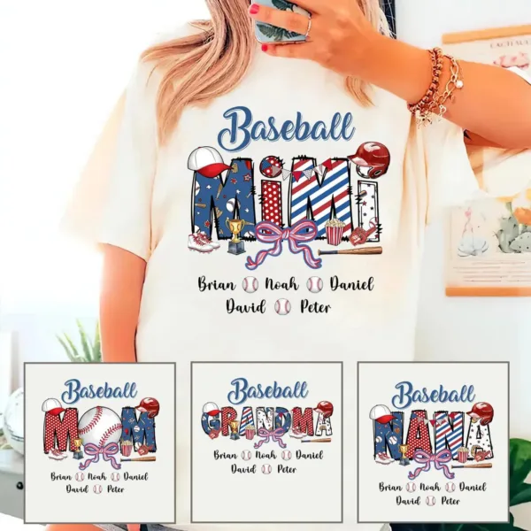 Personalized-Baseball-Shirt-Custom-Mama-Mom-Baseball-With-Kid-Names-Shirt-Baseball-Shirt-Baseball-Family-Shirt-Gift-for-Mimi-Gigi-1-1.jpg Personalized Baseball Grandma T-Shirt, Custom Baseball Mama with Kid's Name Shirt, Baseball Mimi Nana Tee - The Best Mothers Day Gift