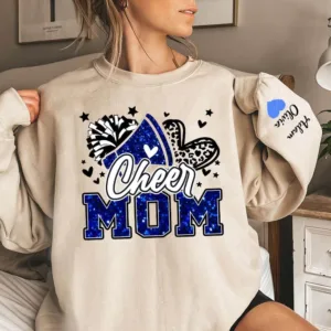Personalized Cheer Mom Sweatshirt, Custom Cheer, Cheer Mama Sweater, Cheer Mom with Name Sweater- The Best Gift for Holiday