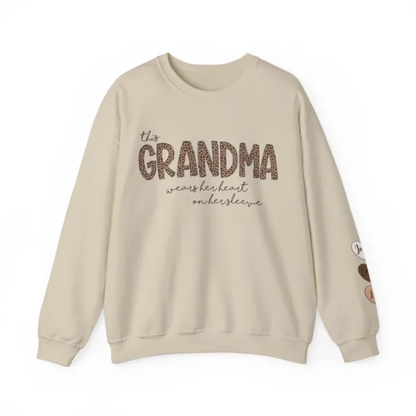 Personalized-Grandma-Sweatshirt-With-Kids-Names-Grandma-Crewneck-I-Wear-My-Heart-On-My-Sleeve-Grammy-Sweater-Gift-from-Grand-Kids-4.png Personalized This Grandma Wears Her Heart on Her Sleeve Sweatshirt, Custom Kids Name on Sleeve, Mothers Day Gift, Gift for Grandma Sweatshirt