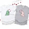 Personalized-Kawaii-Dinosaur-Couple-Shirt-1.webp Couples Matching T-Shirt With Kawaii Dinosaur Print Design, The Best Family Matching Gift