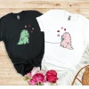 Personalized-Kawaii-Dinosaur-Couple-Shirt-2.webp Couples Matching T-Shirt With Kawaii Dinosaur Print Design, The Best Family Matching Gift