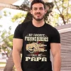Personalized My Fishing Buddies Call Me Papa Fishing Shirt, Camo American Flag Papa T-Shirt, Men's Fishing