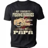 Personalized My Fishing Buddies Call Me Papa Fishing Shirt, Camo American Flag Papa T-Shirt, Men's Fishing