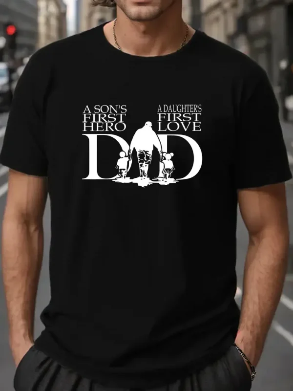 Men's Dad Graphic Print T-shirt For Summer, Trendy Casual Leisurewear Tees