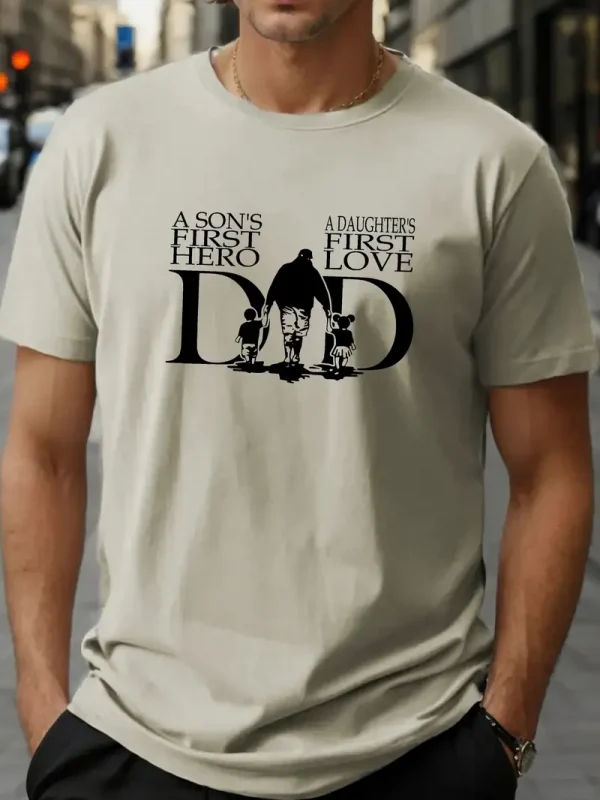 Men's Dad Graphic Print T-shirt For Summer, Trendy Casual Leisurewear Tees