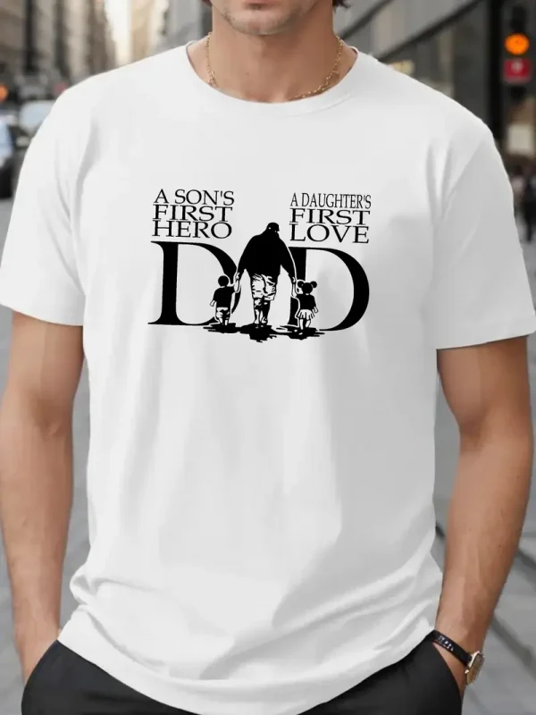 Men's Dad Graphic Print T-shirt For Summer, Trendy Casual Leisurewear Tees