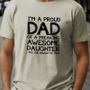 Men's Proud Dad Cozy Fit T-Shirt - Comfortable Polyester, Geometric Print, Round Neck, Machine Washable