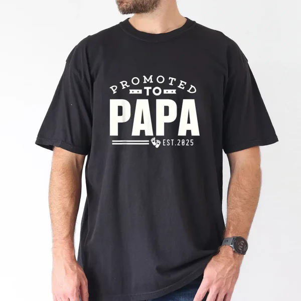 Promoted-to-Papa-2025-First-Time-Dad-Tee-3.webp Promoted To Papa, Est 2025 T-shirt, Dad Gift, The Best Father's Day Gift