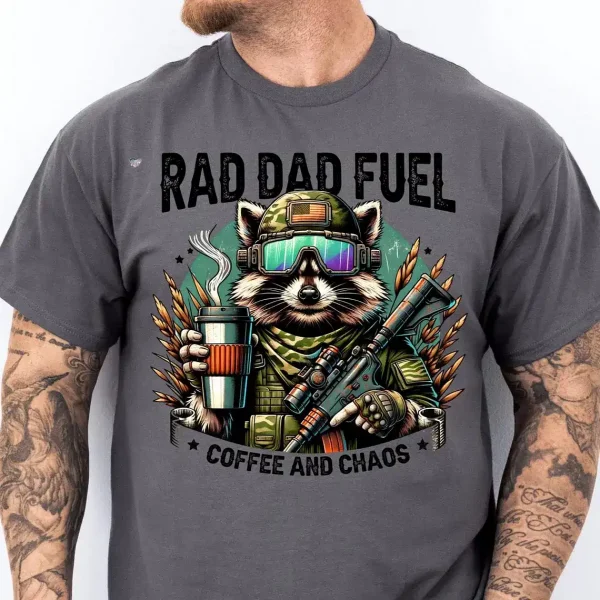Rad Dad Fuel T-Shirt, Hunting Raccoon, Camouflage Dad, Grunge Camo Dad Design, Funny Dad, Outdoor Dad