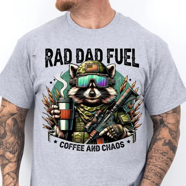 Rad Dad Fuel T-Shirt, Hunting Raccoon, Camouflage Dad, Grunge Camo Dad Design, Funny Dad, Outdoor Dad