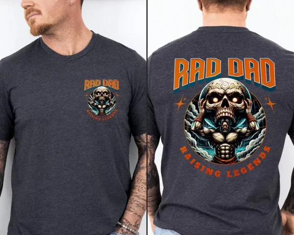Rad Dad Raising legends Graphic T-Shirt, Dad Skull, First Fathers Day Present, Papa Of Boys, Husband Gift, Dad Gift, Vintage T-Shirt