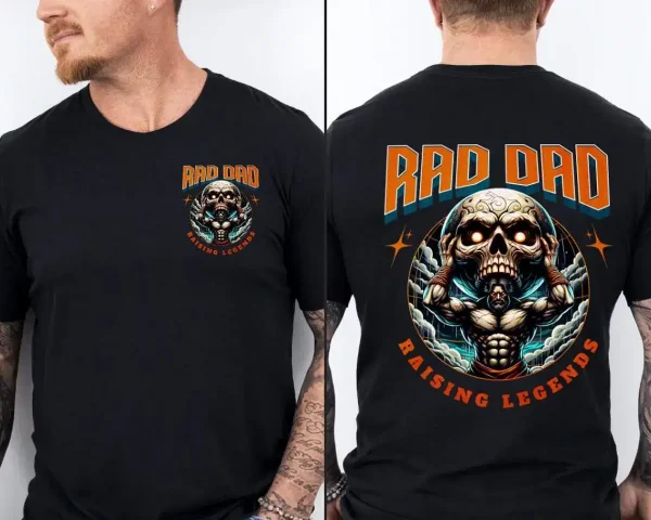 Rad Dad Raising legends Graphic T-Shirt, Dad Skull, First Fathers Day Present, Papa Of Boys, Husband Gift, Dad Gift, Vintage T-Shirt