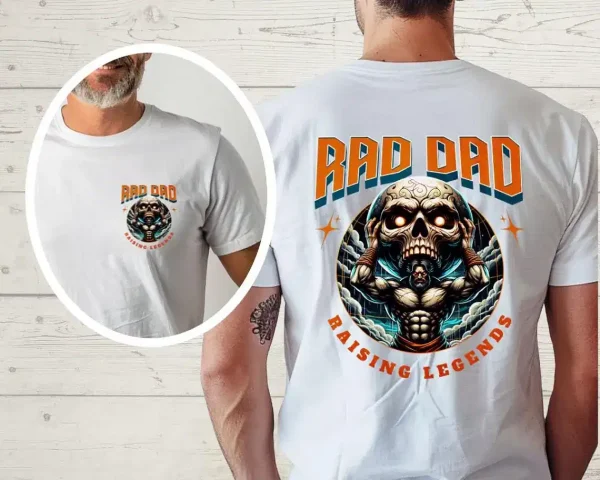 Rad Dad Raising legends Graphic T-Shirt, Dad Skull, First Fathers Day Present, Papa Of Boys, Husband Gift, Dad Gift, Vintage T-Shirt