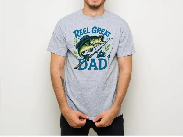 Reel-Great-Dad-Fishing-Shirt-3.webp Reel Great Dad Fishing Shirt - Funny Father's Day Gift for Dad - Bass Fish T-Shirt - Gift for Fisherman Dad