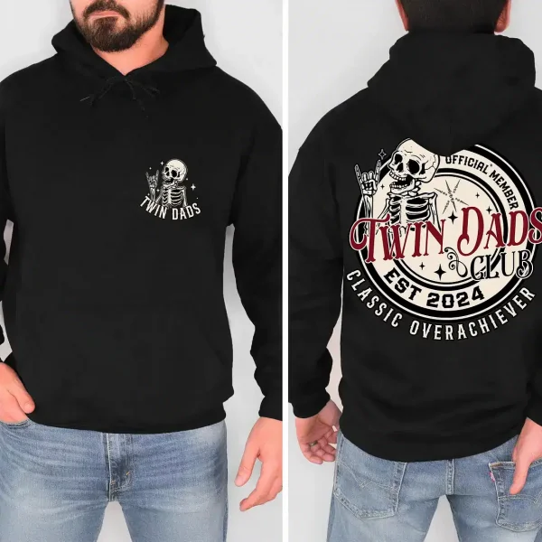 Retro Dad of Twins Shirt, Surprise Pregnancy Gift for Dad, Fathers Day Twin Dad Tee, Husband Twin Dad, Vintage Dad T-Shirt, Skeleton Tee