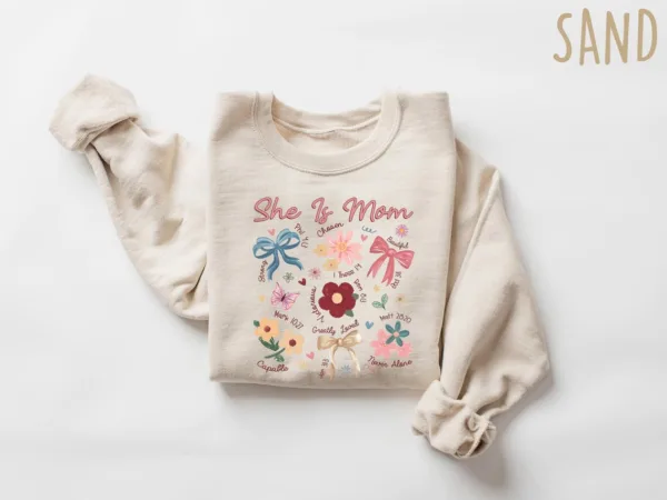 She-is-Mom-Coquette-2-1.jpg She is Mom Coquette, Christian Mama, Boho Floral Mama, Wildflower Mama Sweatshirt, Mother's Day Gift
