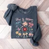 She-is-Mom-Coquette-3-1.jpg She is Mom Coquette, Christian Mama, Boho Floral Mama, Wildflower Mama Sweatshirt, Mother's Day Gift