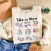 She is Mom, Cute Mama, Vintage, Mom with Wild Flowers Sweatshirt, Retro Mother, Mother's Day Gift