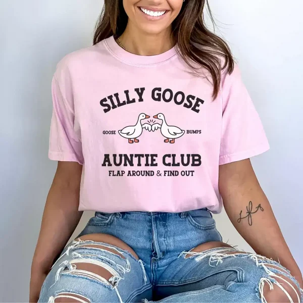 Silly-Goose-Auntie-Shirt-3.webp Silly Goose Auntie T-Shirt, Funny Aunt Gift, Cozy Comfort Colors sister in law gift, Sister Birthday Gift, Cute Social Club Shirt for Her