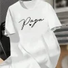 Summer-Casual-Papa-Print-T-Shirt-for-Men-2.webp Summer Casual Papa Print T-Shirt for Men, Crew Neck, Short Sleeve, Geometric Pattern, Regular Fit, for Sports & Outdoor Activities