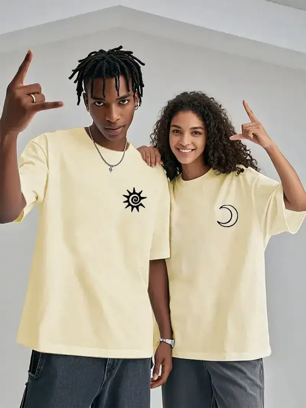 Couple Matching T-Shirt With Romantic Sun and Moon Print Design, The Best Family Matching Gift