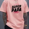 Super-Dad-Graphic-Tee-1.webp Super Dad Graphic Tee - Men'S Casual Summer T-Shirt with Soft Ribbed Collar, Slight Stretch, Perfect Father's Day Gift, Casual Summer Wear